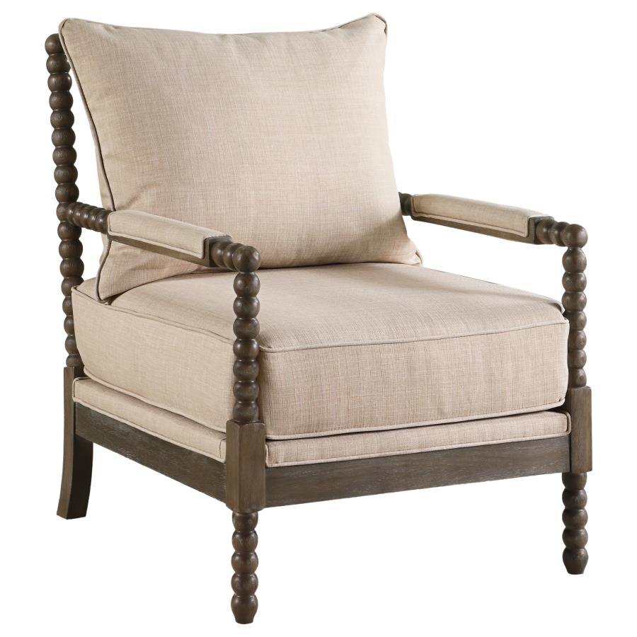 Blanchett Upholstered Bobbin Accent Chair Beige and Natural - 905362
