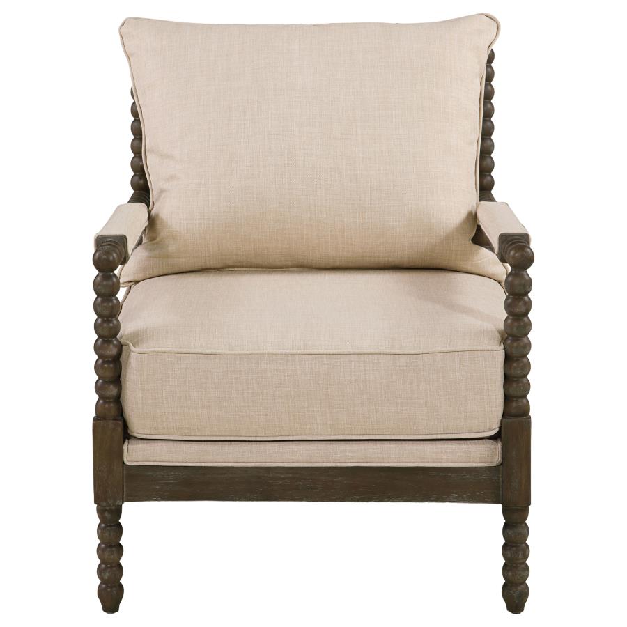 Blanchett Upholstered Bobbin Accent Chair Beige and Natural - 905362