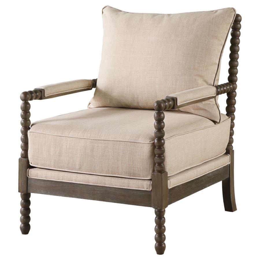 Blanchett Upholstered Bobbin Accent Chair Beige and Natural - 905362