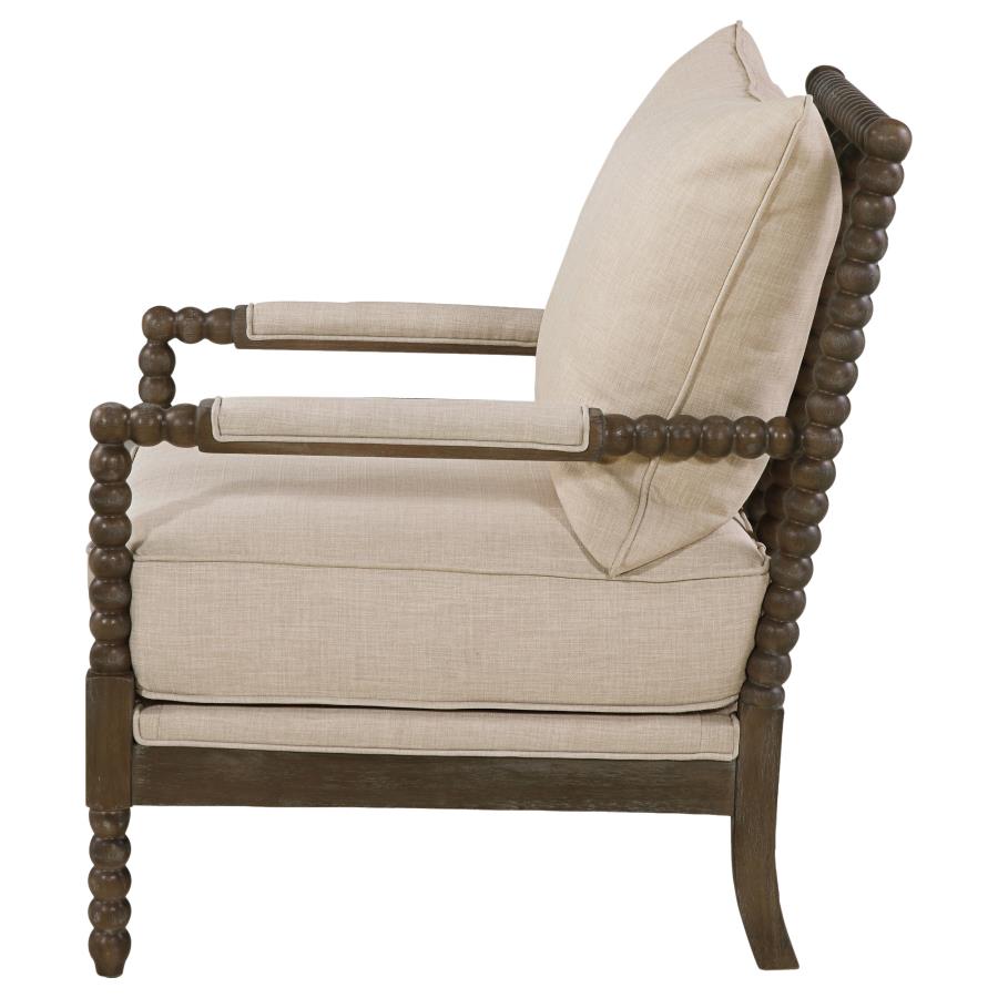 Blanchett Upholstered Bobbin Accent Chair Beige and Natural - 905362