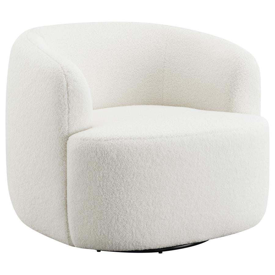 Hudson Faux Sheepskin Upholstered Swivel Chair Natural - 905726