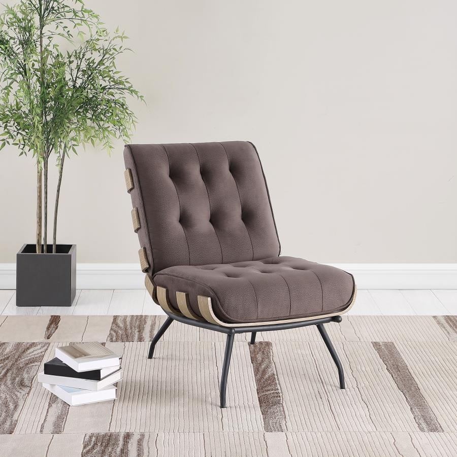 Aloma Upholstered Tufted Armless Accent Chair Brown - 907503