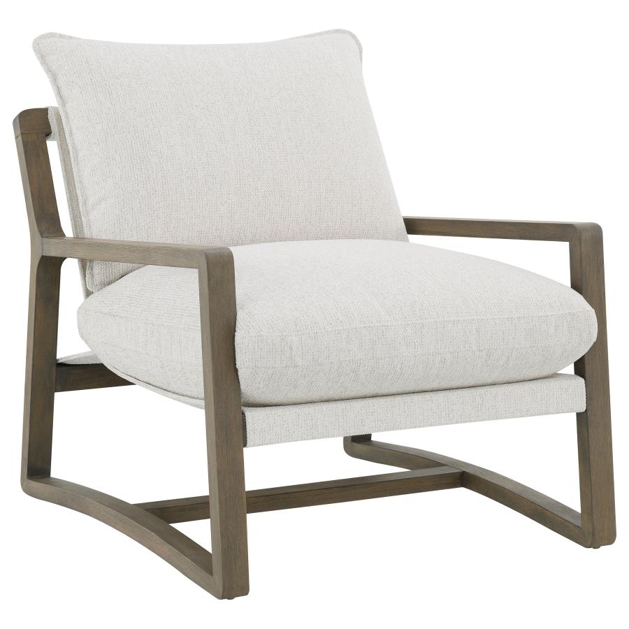 Geneva Boucle Upholstered Wood Arm Accent Chair Sand - 907509