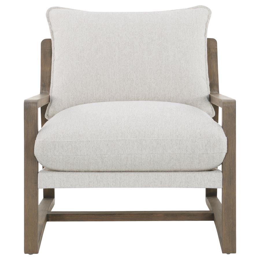 Geneva Boucle Upholstered Wood Arm Accent Chair Sand - 907509