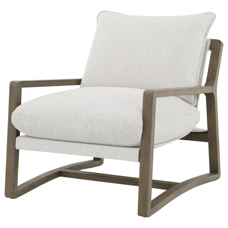 Geneva Boucle Upholstered Wood Arm Accent Chair Sand - 907509