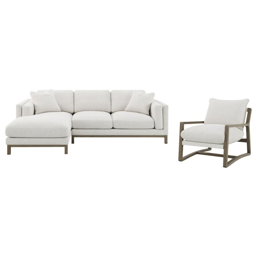 Geneva Boucle Upholstered Wood Arm Accent Chair Sand - 907509