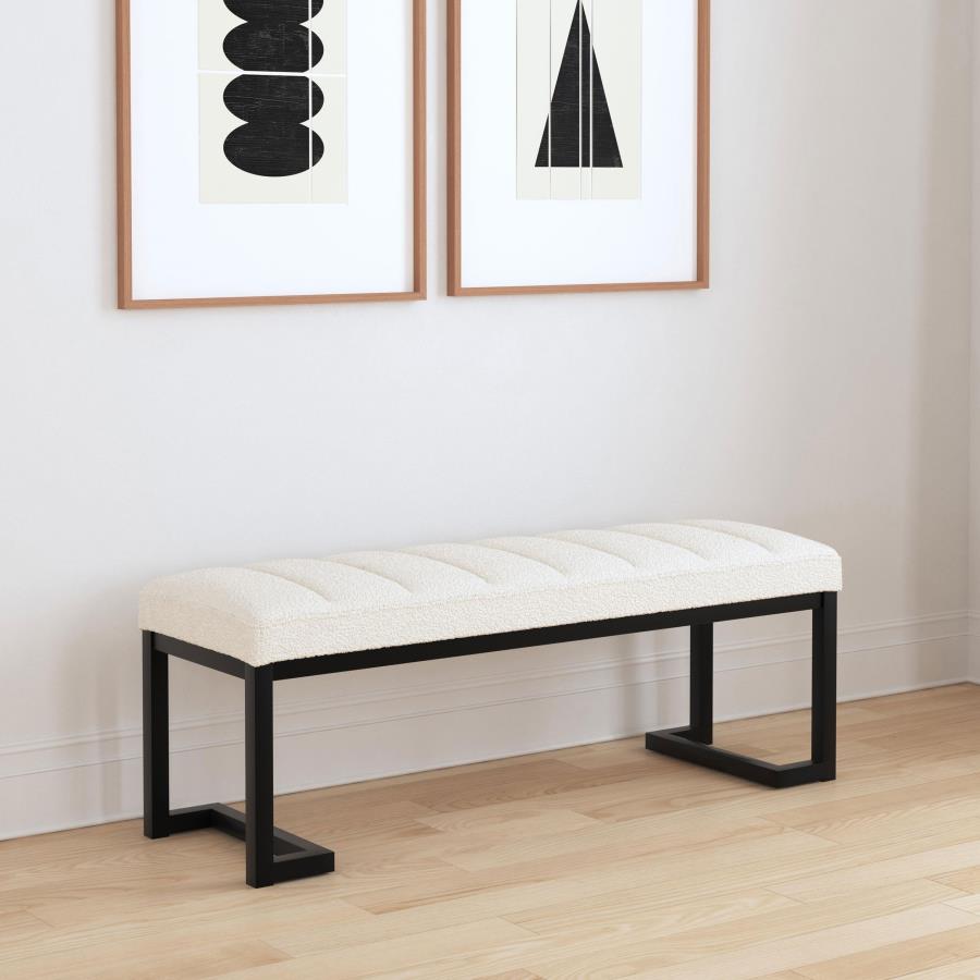Mesa Boucle Upholstered Tufted Accent Bench Vanilla - 907514