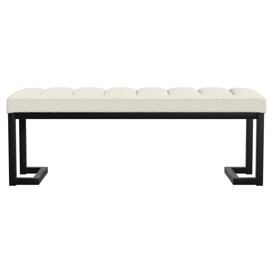 Mesa Boucle Upholstered Tufted Accent Bench Vanilla - 907514