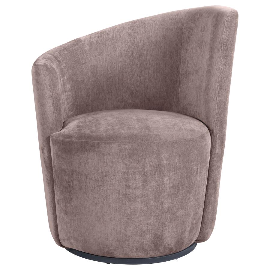 Nueva Upholstered Swivel Chair Curved Backrest Blush - 907528