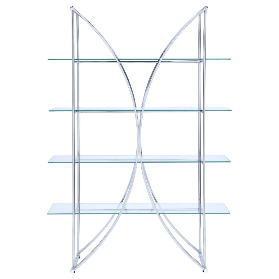 Larson 73-inch 4-shelf Glass Bookshelf Chrome - 910050