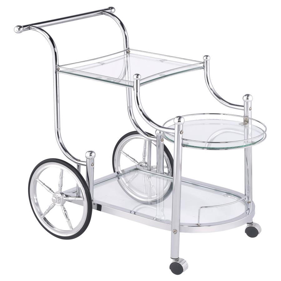 Sarandon 3-tier Glass Shelf Metal Bar Cart Chrome - 910076
