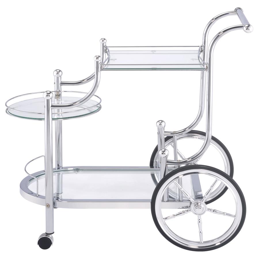 Sarandon 3-tier Glass Shelf Metal Bar Cart Chrome - 910076
