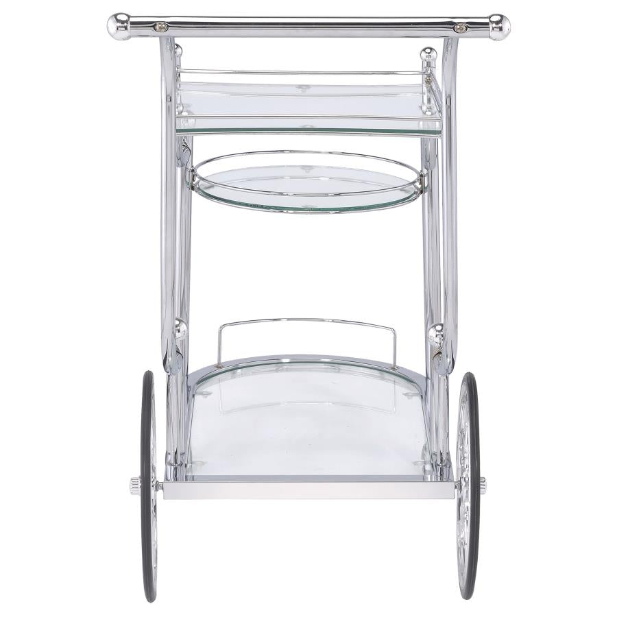 Sarandon 3-tier Glass Shelf Metal Bar Cart Chrome - 910076