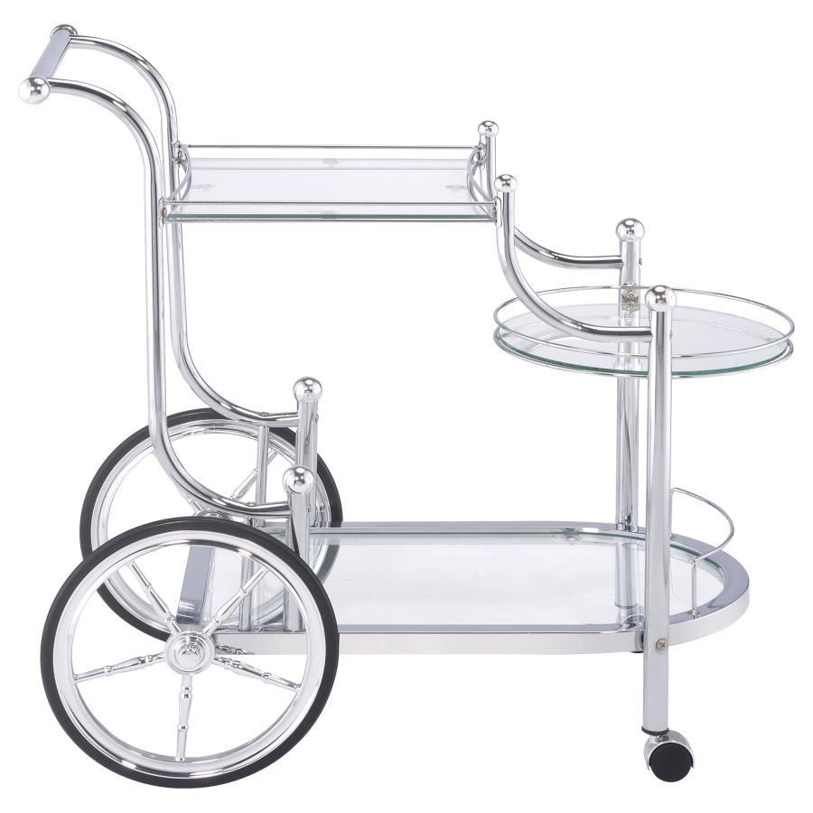 Sarandon 3-tier Glass Shelf Metal Bar Cart Chrome - 910076
