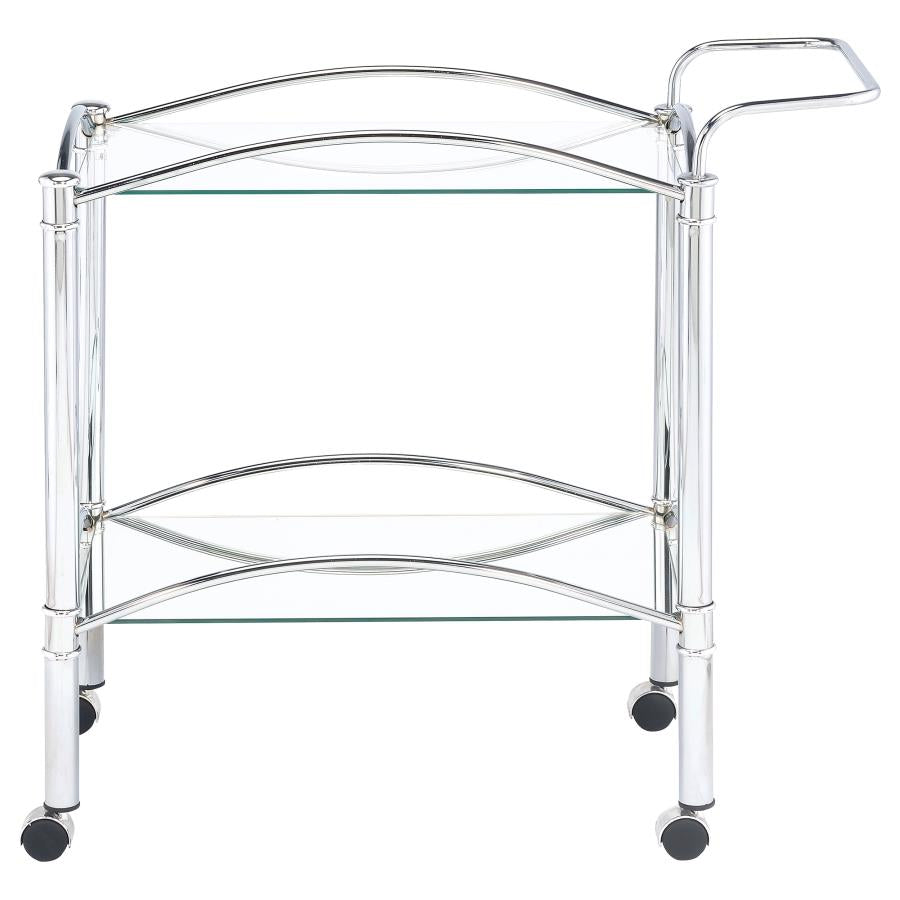 Shadix 2-tier Rectangular Glass Shelf Metal Bar Cart Chrome - 910077