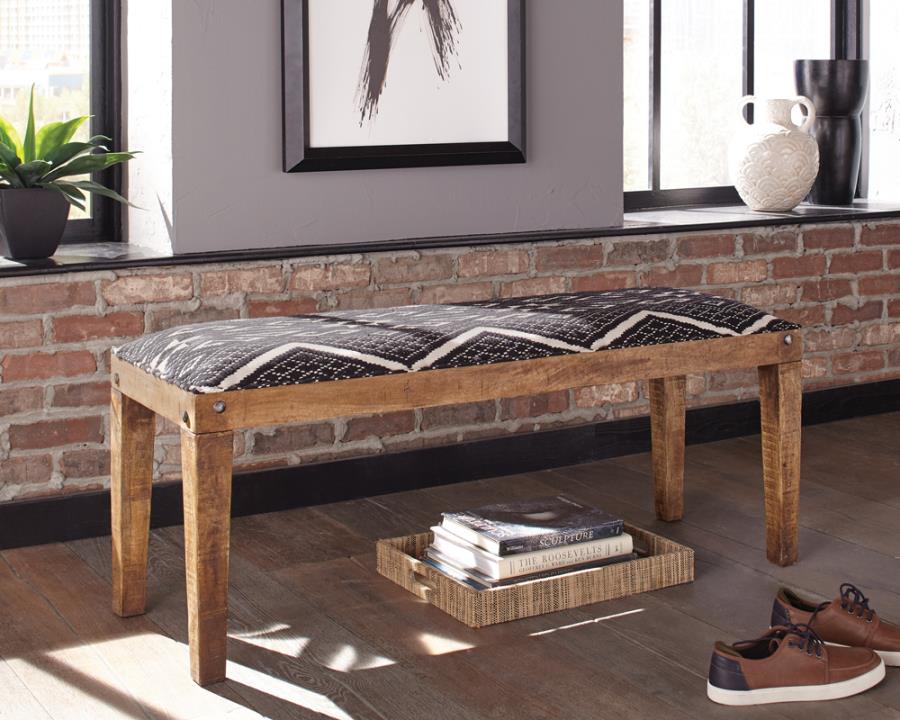 Lamont Fabric Upholstered Accent Bench Black and Natural - 910177