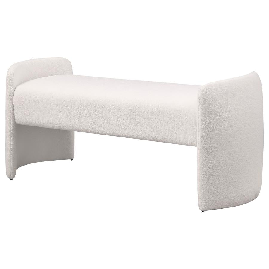 Peoria Velvet Upholstered Accent Bench Ivory - 910199