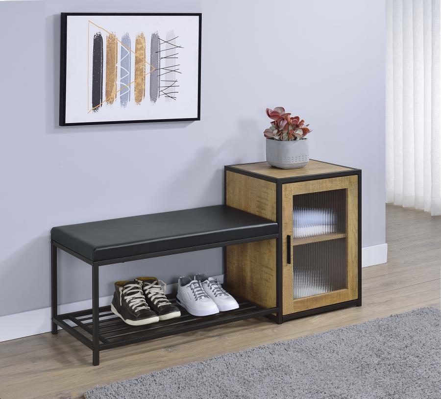 Martino Shoe Storage Entryway Bench with Cabinet Mango and Black - 910224
