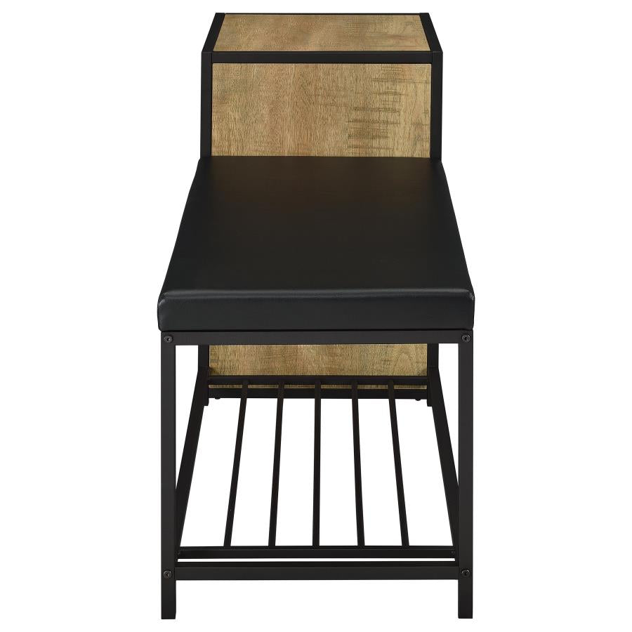 Martino Shoe Storage Entryway Bench with Cabinet Mango and Black - 910224