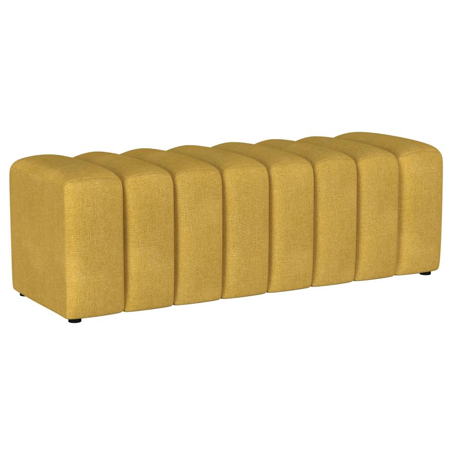 Summer Fabric Upholstered Tufted Accent Bench Mustard Yellow - 910292