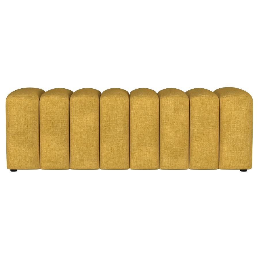 Summer Fabric Upholstered Tufted Accent Bench Mustard Yellow - 910292