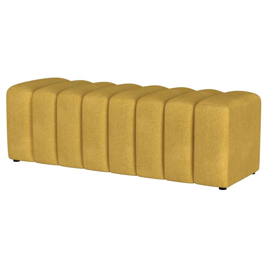 Summer Fabric Upholstered Tufted Accent Bench Mustard Yellow - 910292