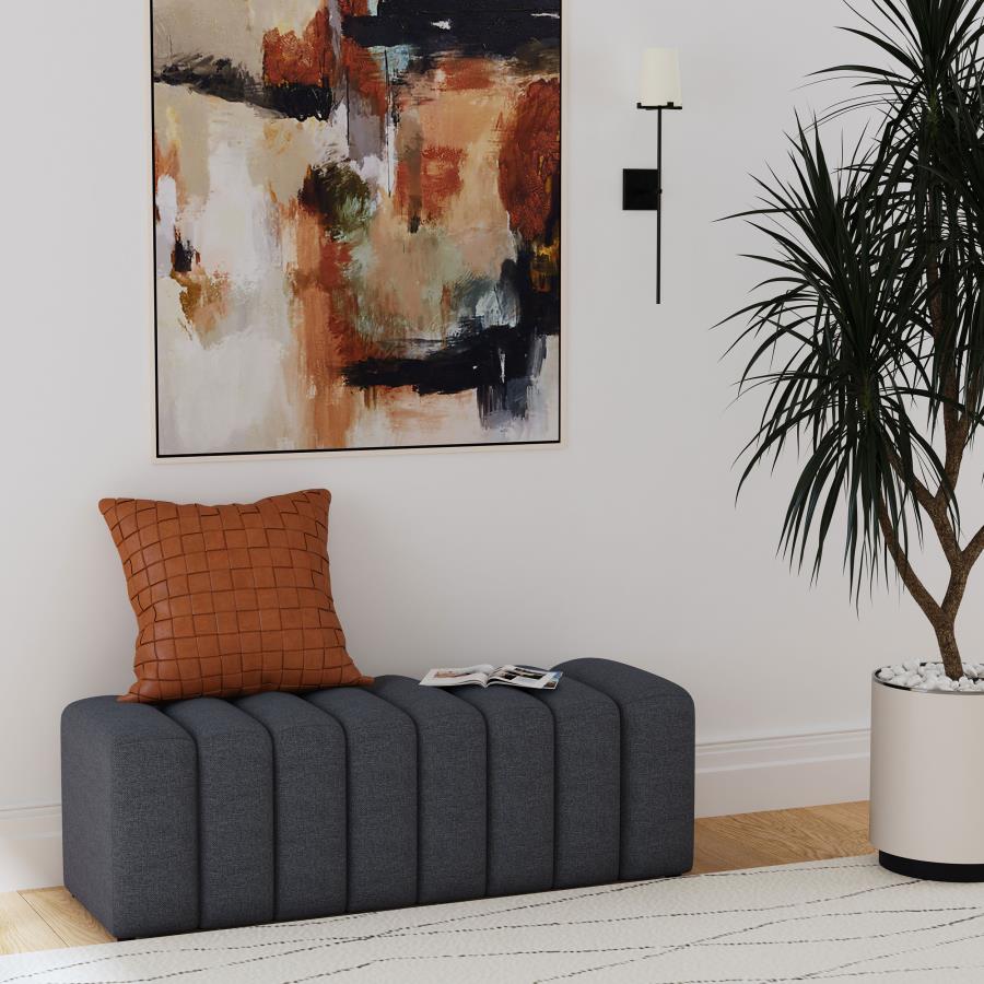 Summer Fabric Upholstered Tufted Accent Bench Charcoal - 910294
