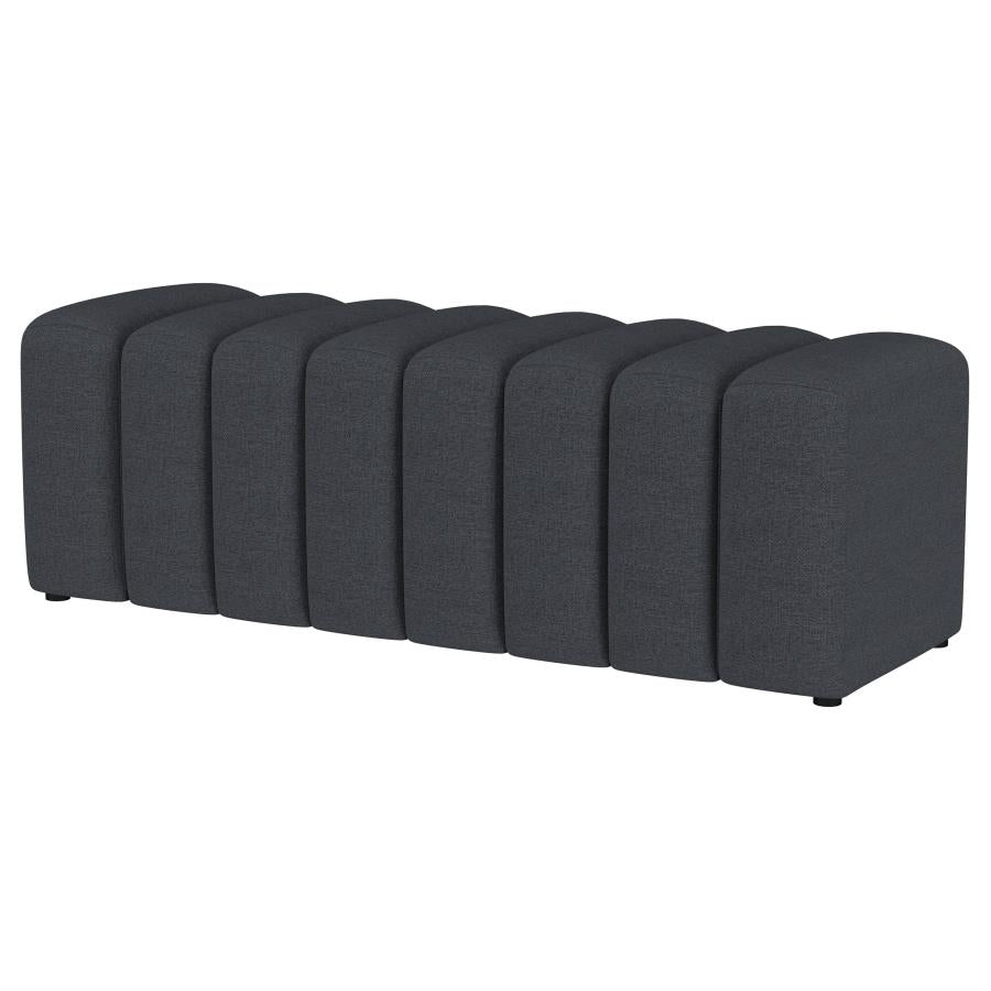 Summer Fabric Upholstered Tufted Accent Bench Charcoal - 910294