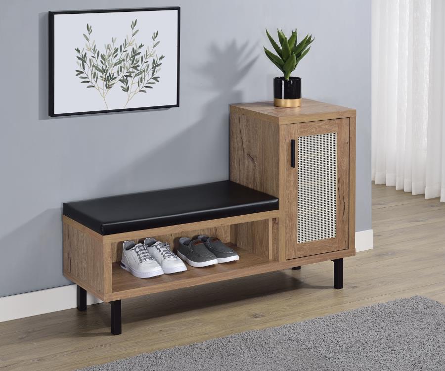Teller 1-door Entryway Shoe Storage Bench Natural Oak - 910311