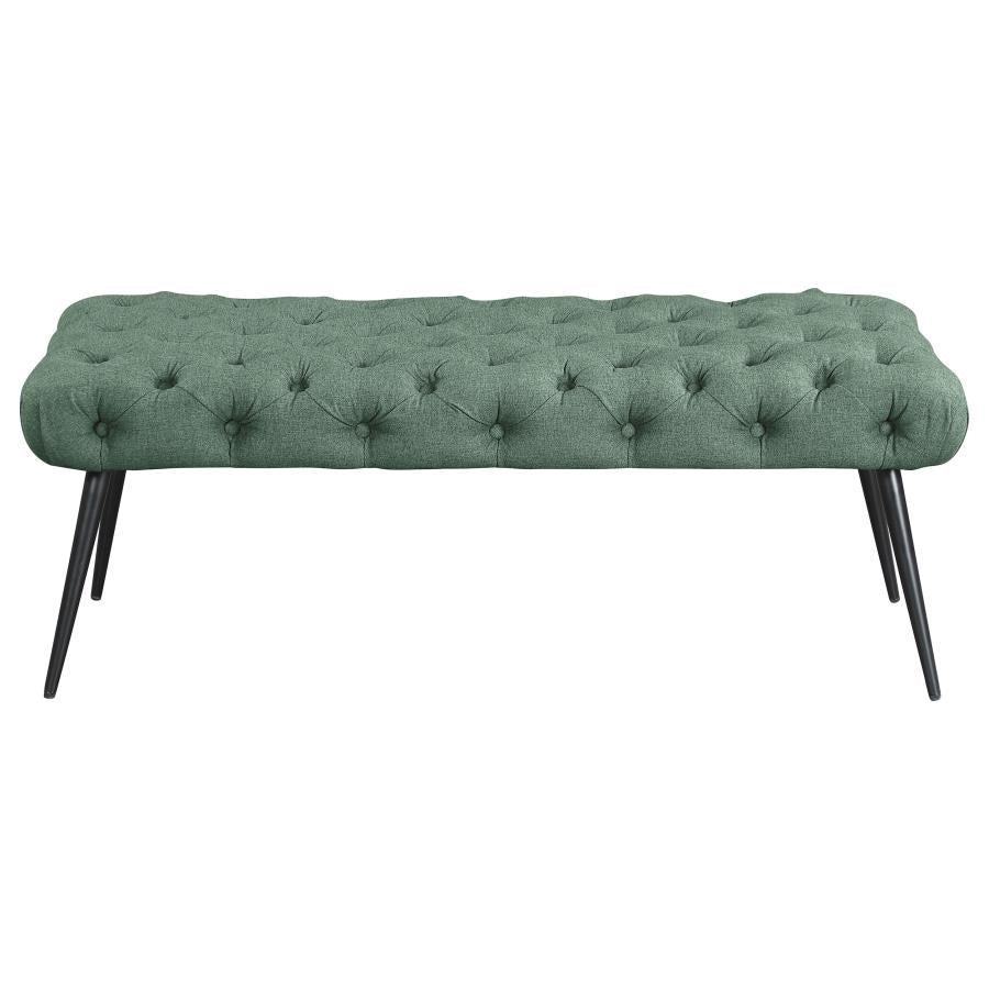 Ella Upholstered Tufted Bench Metal Legs Teal - 910336