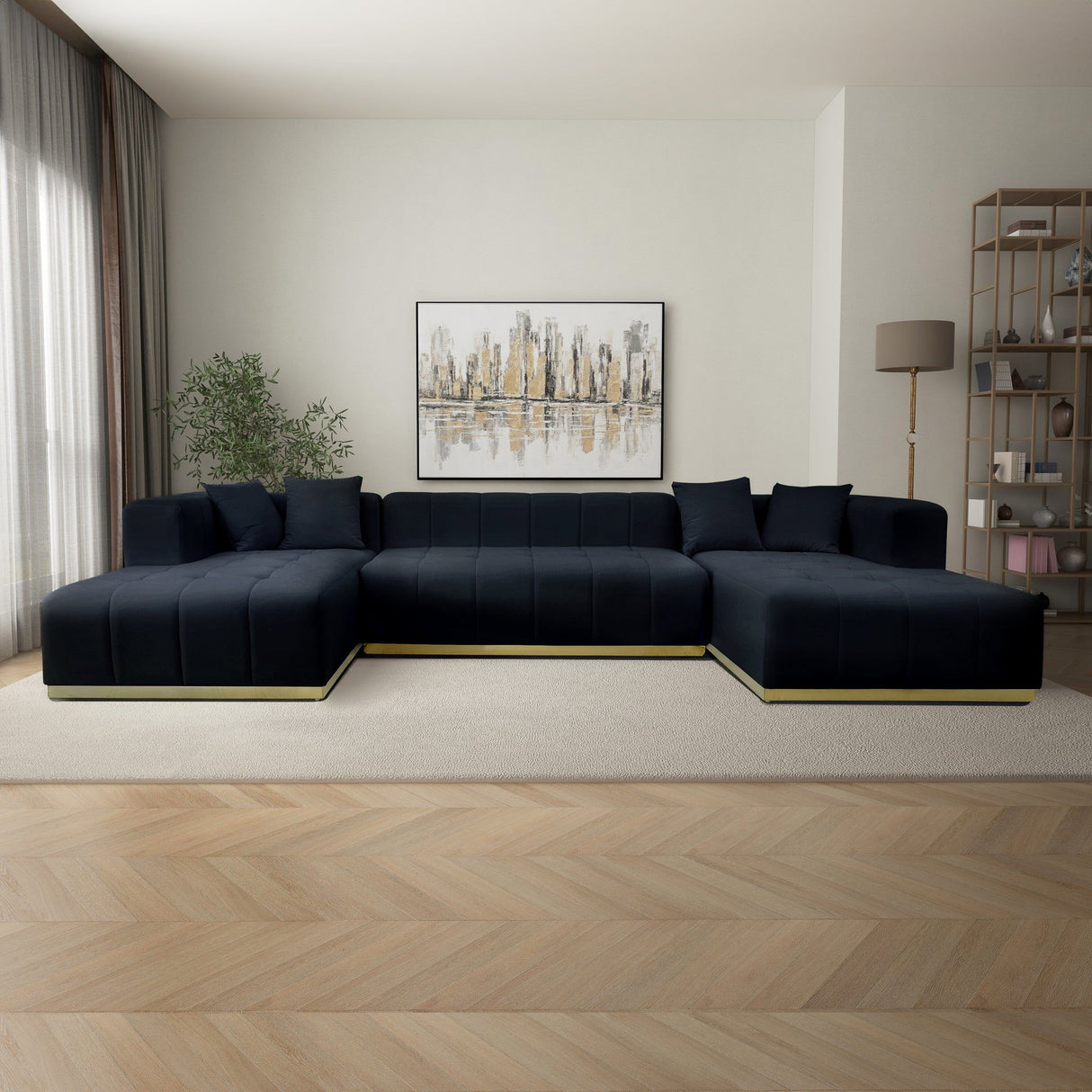 Nolan - U-Shape Corner Sofa - Black