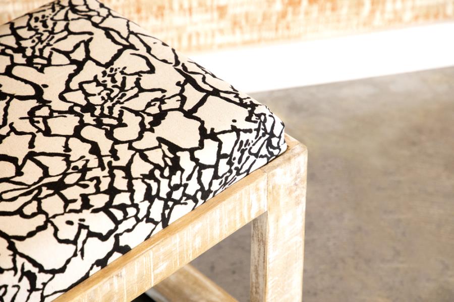 Aiden Fabric Upholstered Accent Bench Distressed White - 914138