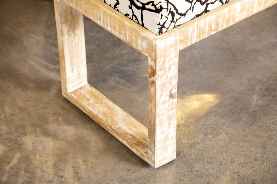Aiden Fabric Upholstered Accent Bench Distressed White - 914138