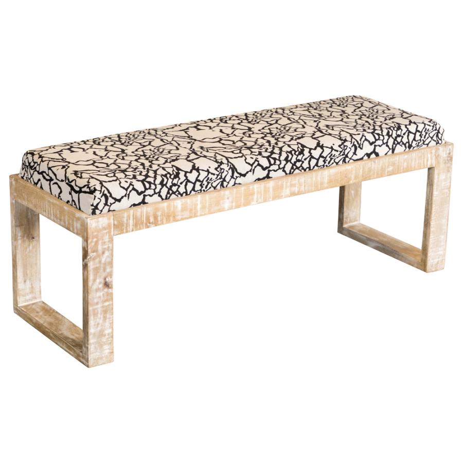 Aiden Fabric Upholstered Accent Bench Distressed White - 914138