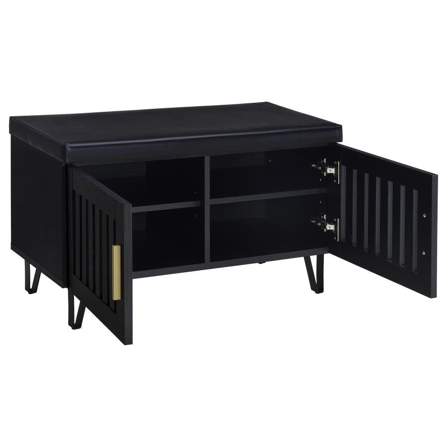 Brixton 2-door Padded Entryway Shoe Storage Bench Black - 915152