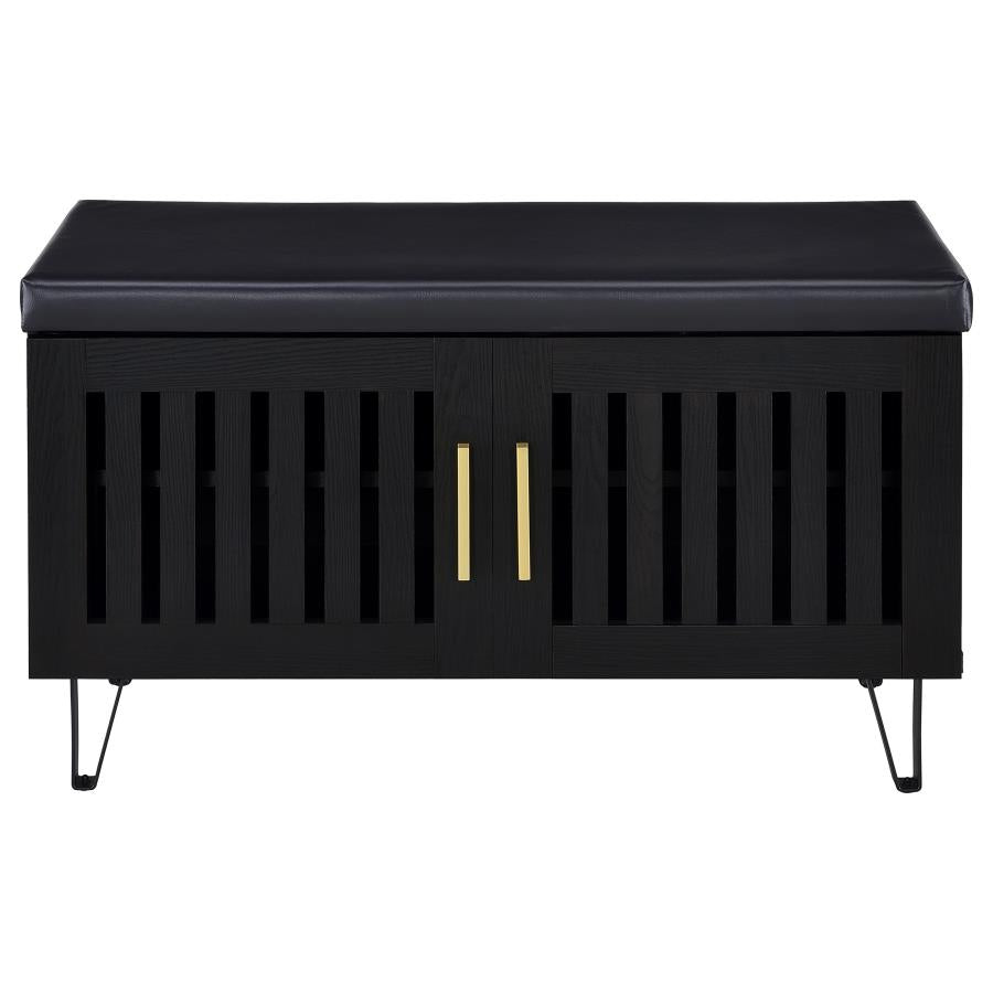Brixton 2-door Padded Entryway Shoe Storage Bench Black - 915152