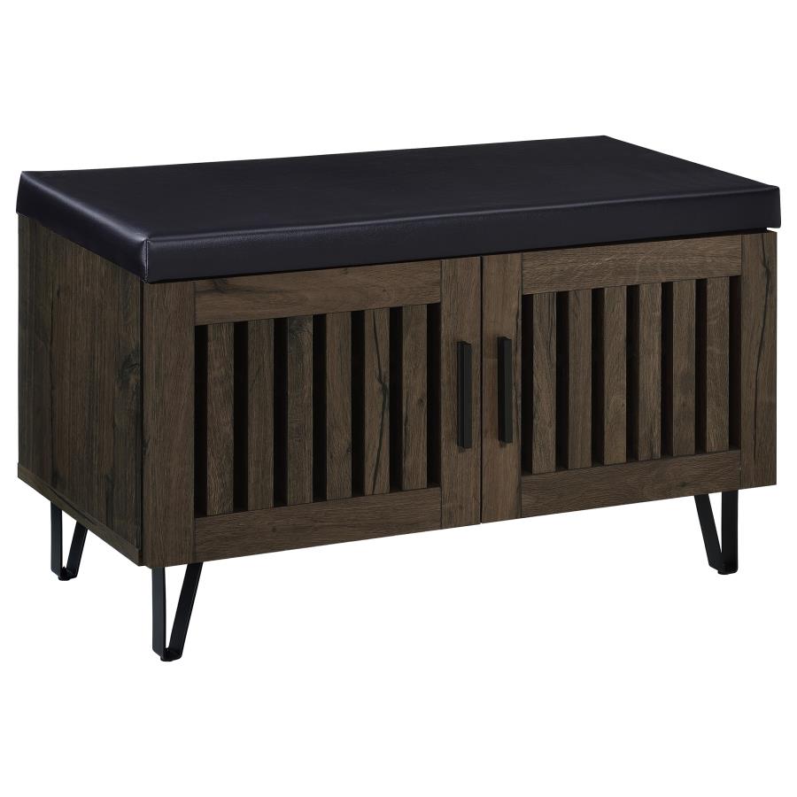 Brixton 2-door Padded Entryway Shoe Storage Bench Smoked Oak - 915153