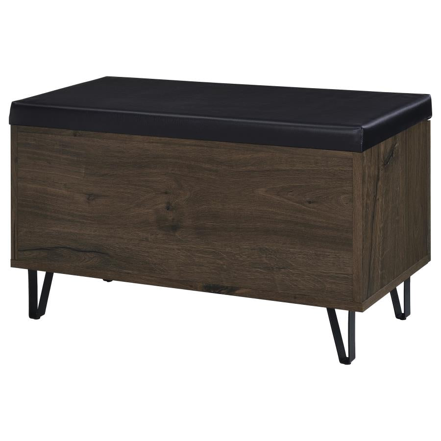 Brixton 2-door Padded Entryway Shoe Storage Bench Smoked Oak - 915153