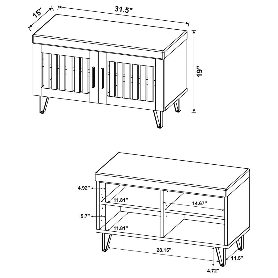 Brixton 2-door Padded Entryway Shoe Storage Bench Smoked Oak - 915153