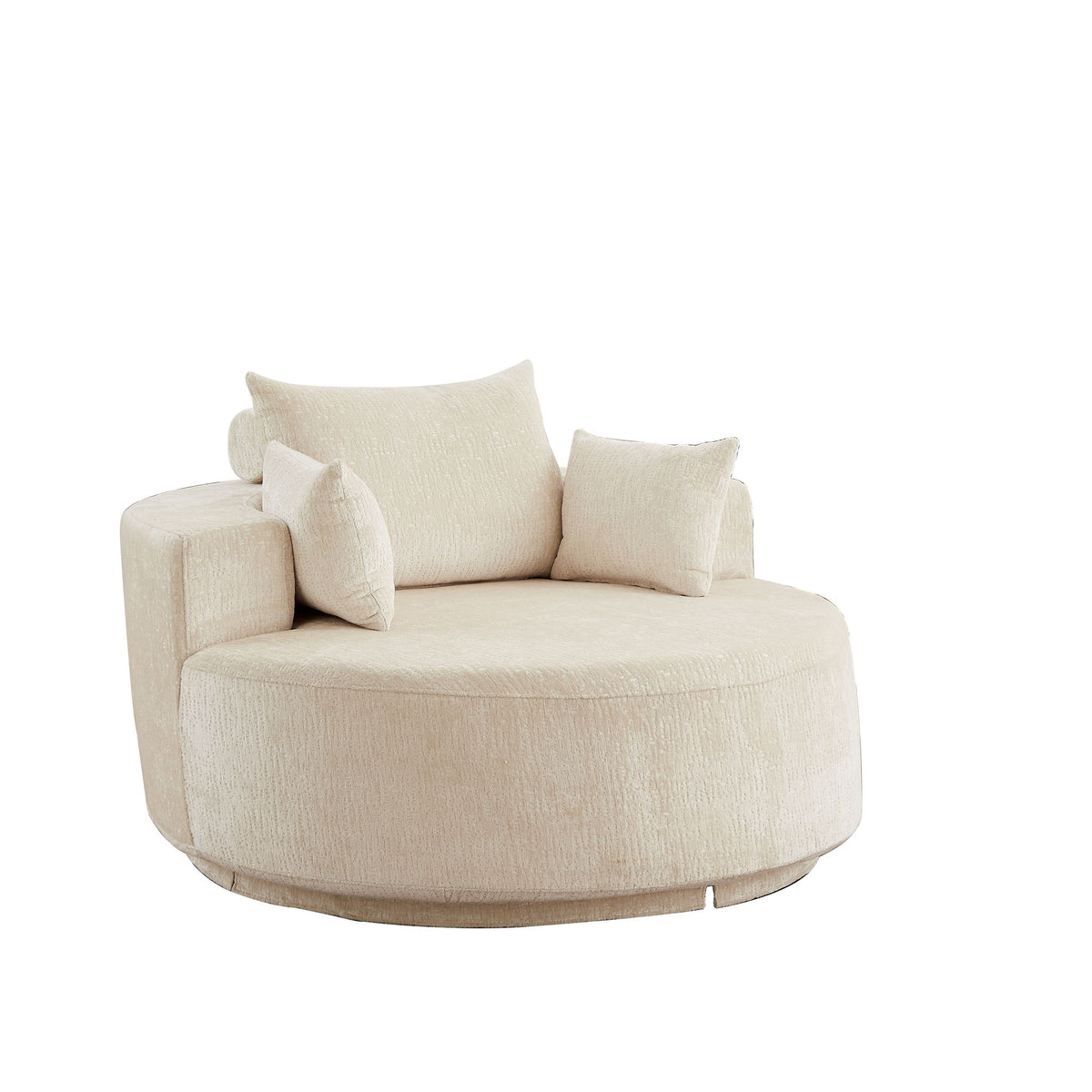Swivel Chair, Sleeper Design, 360 Degree Rotating Base For Living Room - Beige
