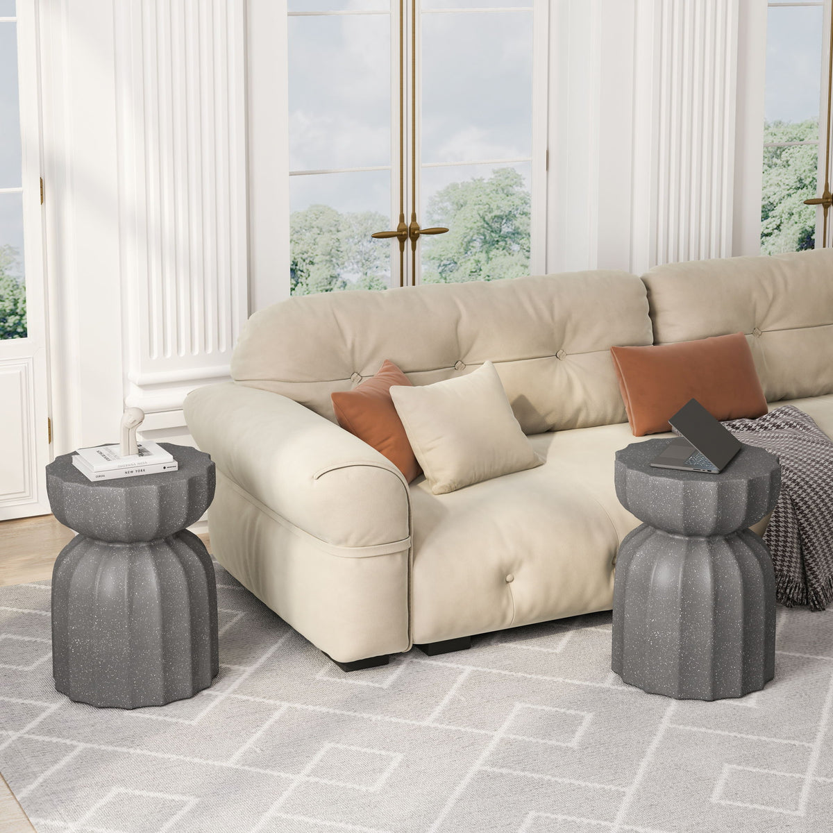 Outdoor And Indoor Waterproof Coffee Table (Set of 2) - Gray