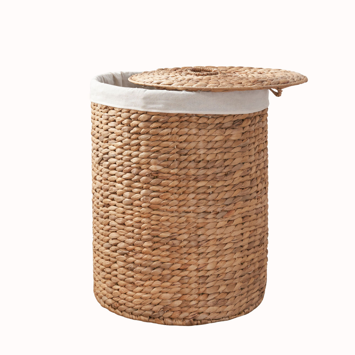 Ludmilla - Round Tall Laundry Hamper With Lid, Removable Liner - Light Brown