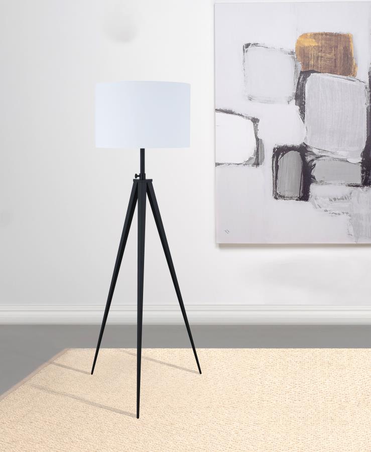 Harrington 60-inch Drum Shade Metal Tripod Floor Lamp Black - 920074