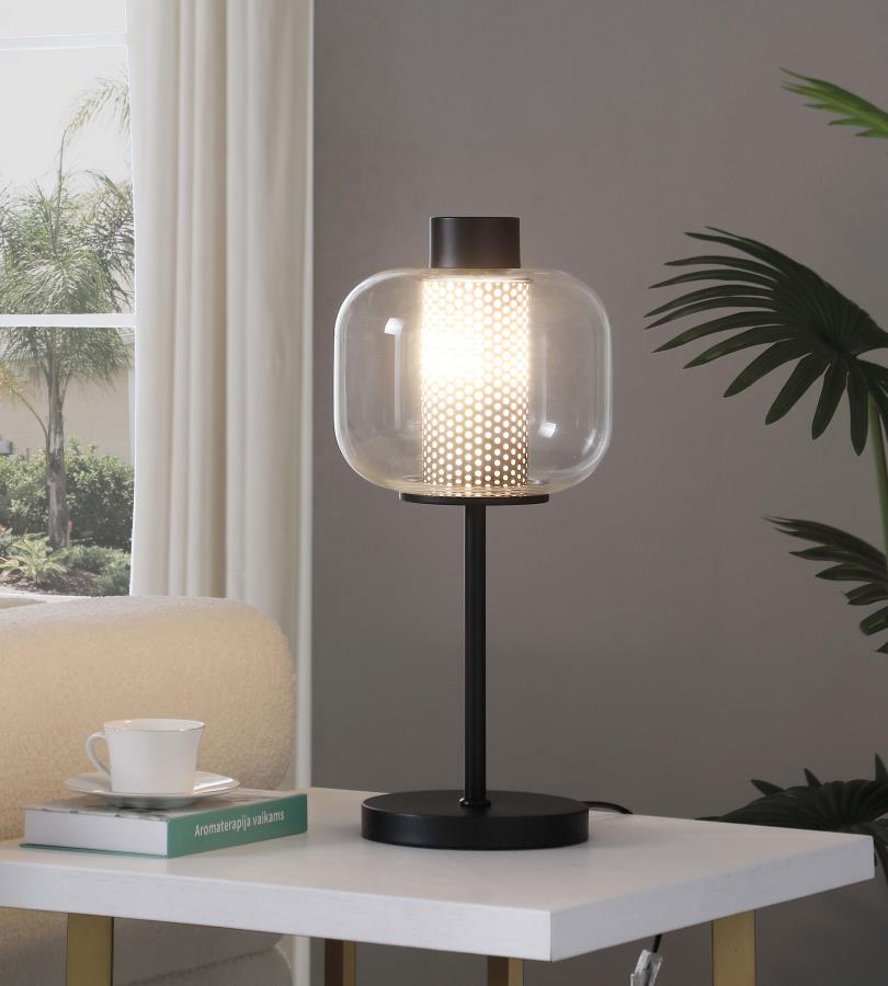 Ingrid 22-inch Glass Shade Bedside Table Lamp Black - 920211