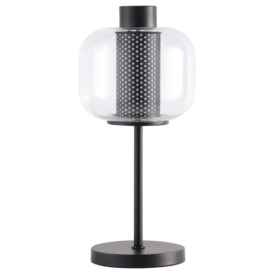 Ingrid 22-inch Glass Shade Bedside Table Lamp Black - 920211