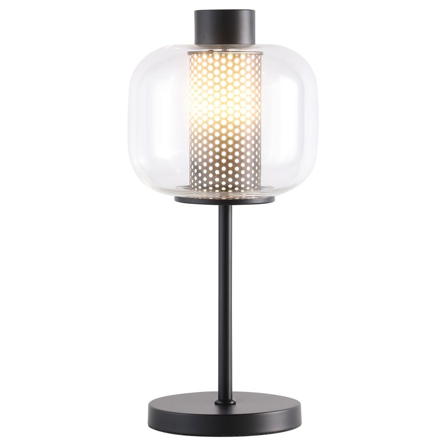 Ingrid 22-inch Glass Shade Bedside Table Lamp Black - 920211