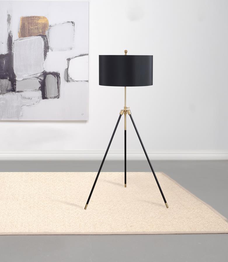 Zabka 63-inch Drum Shade Metal Tripod Floor Lamp Black - 923255