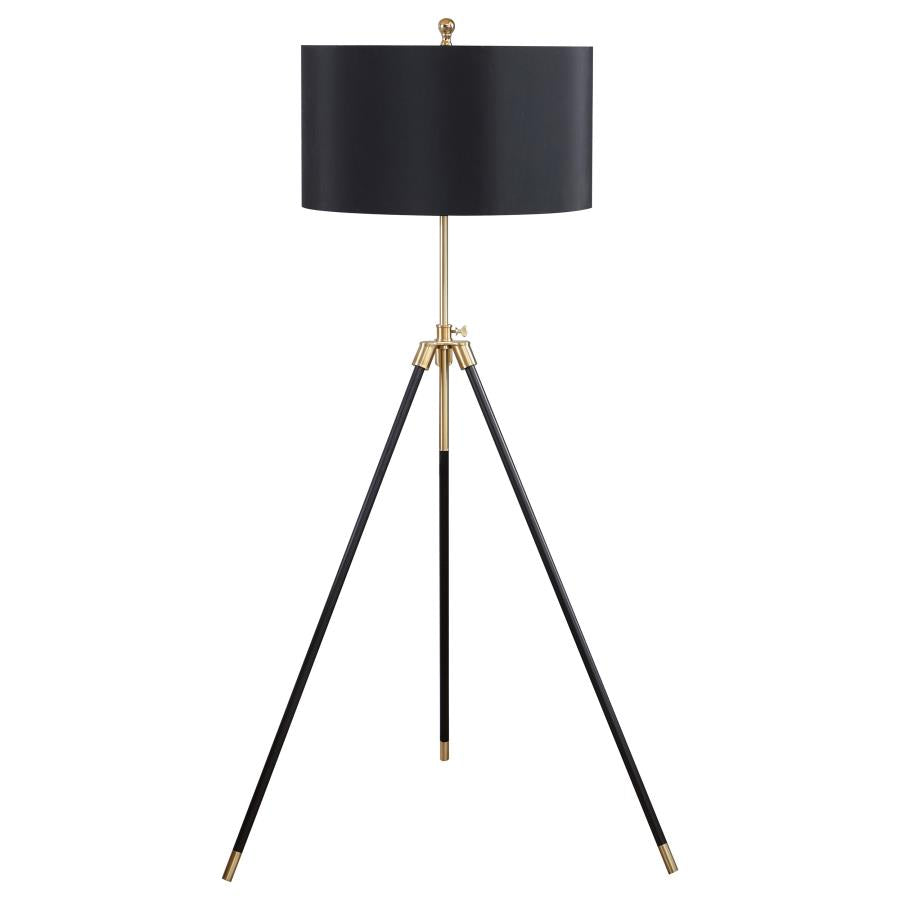 Zabka 63-inch Drum Shade Metal Tripod Floor Lamp Black - 923255