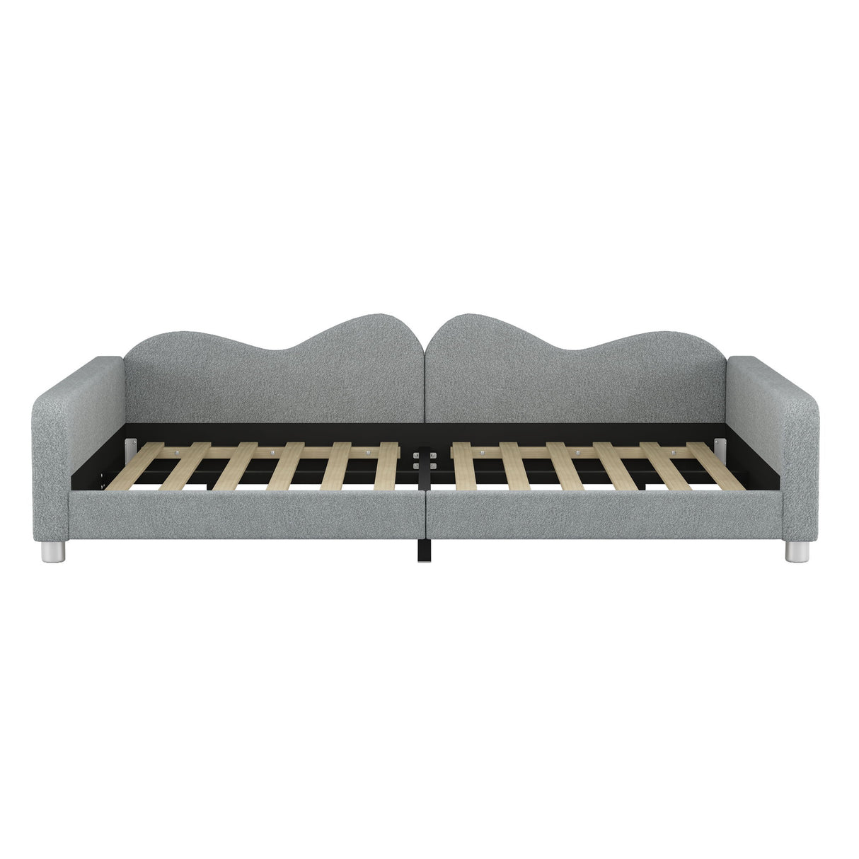 Upholstered Daybed, Sherpa Fabric Sofabed With Cloud-Shaped Backrest