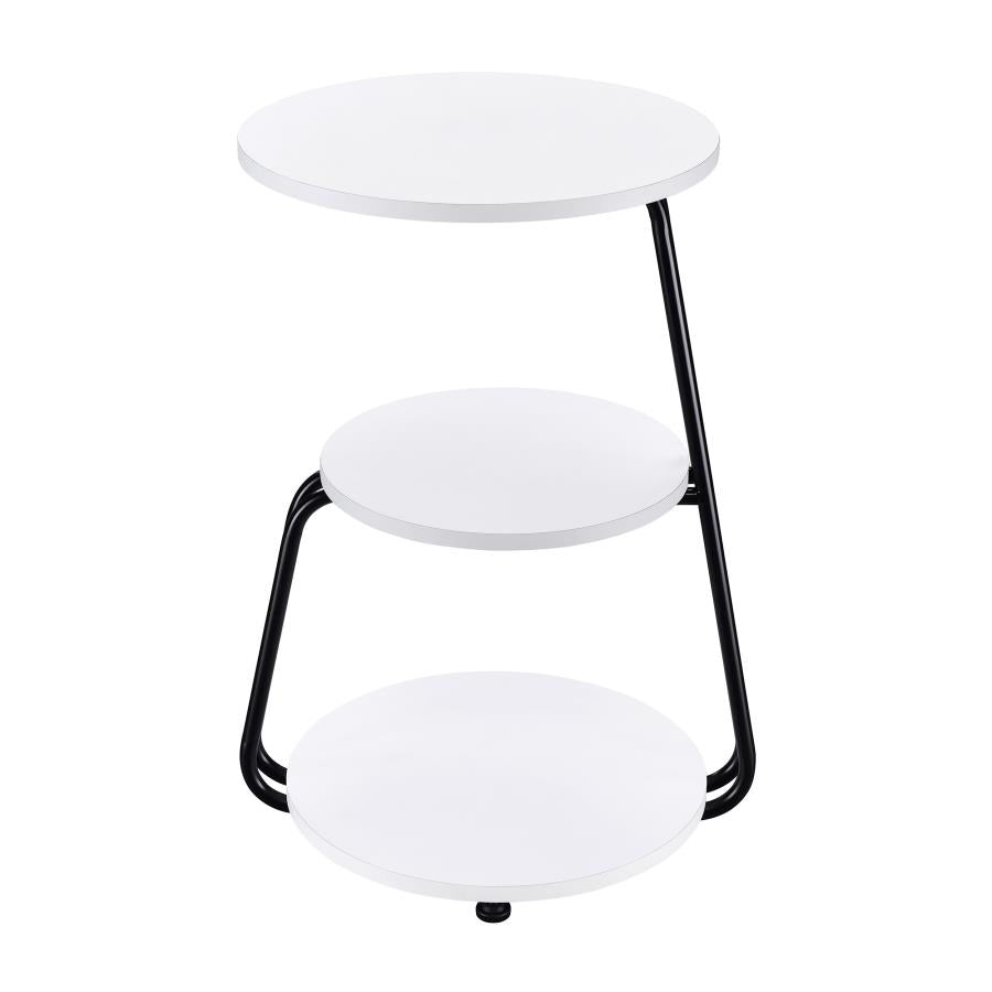 Hilly 3-tier Round Accent Side Table White and Black - 930071